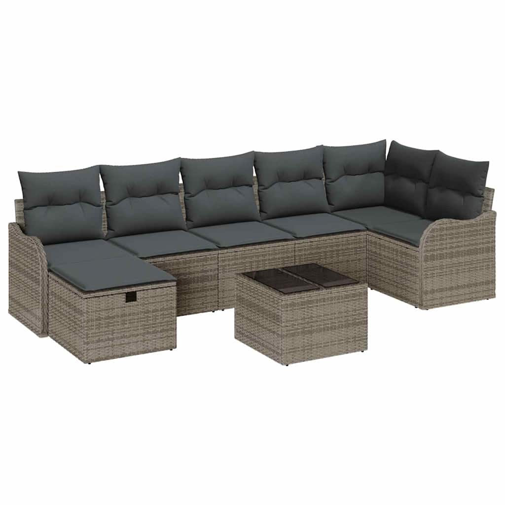 Conjunto de Sofá de Jardim 8 pcs Cinzeto Rattan Sintético