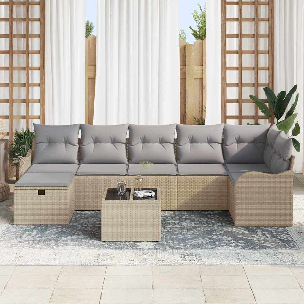 Conjunto de Sofá de Jardim 8 pcs Bege Rattan Sintético