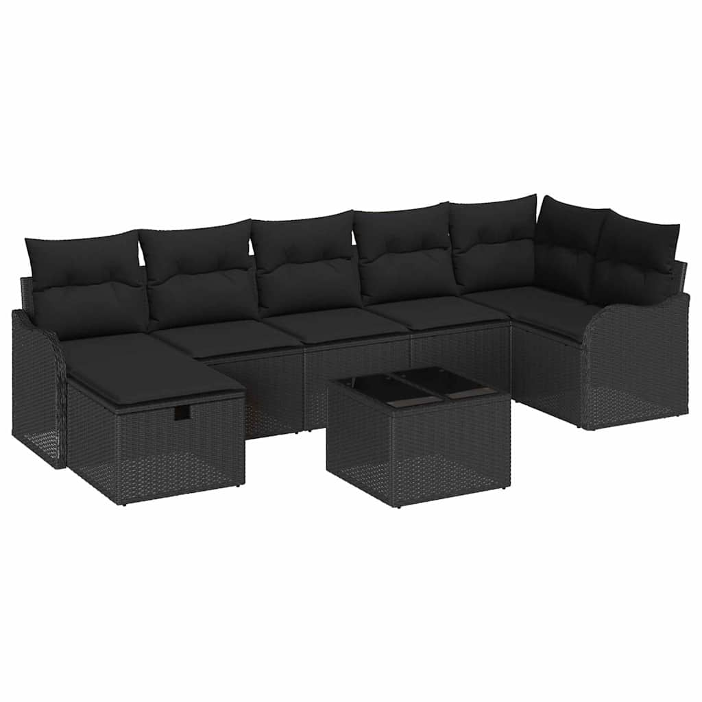 Conjunto de Sofá de Jardim 8 pcs Preto Rattan Sintético