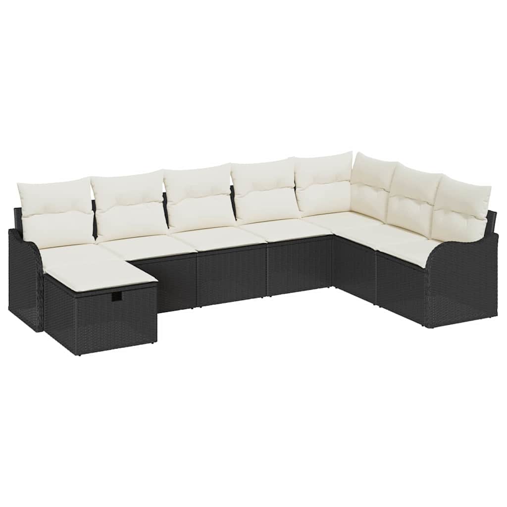 Conjunto de Sofá de Jardim 8 pcs Preto Rattan Sintético