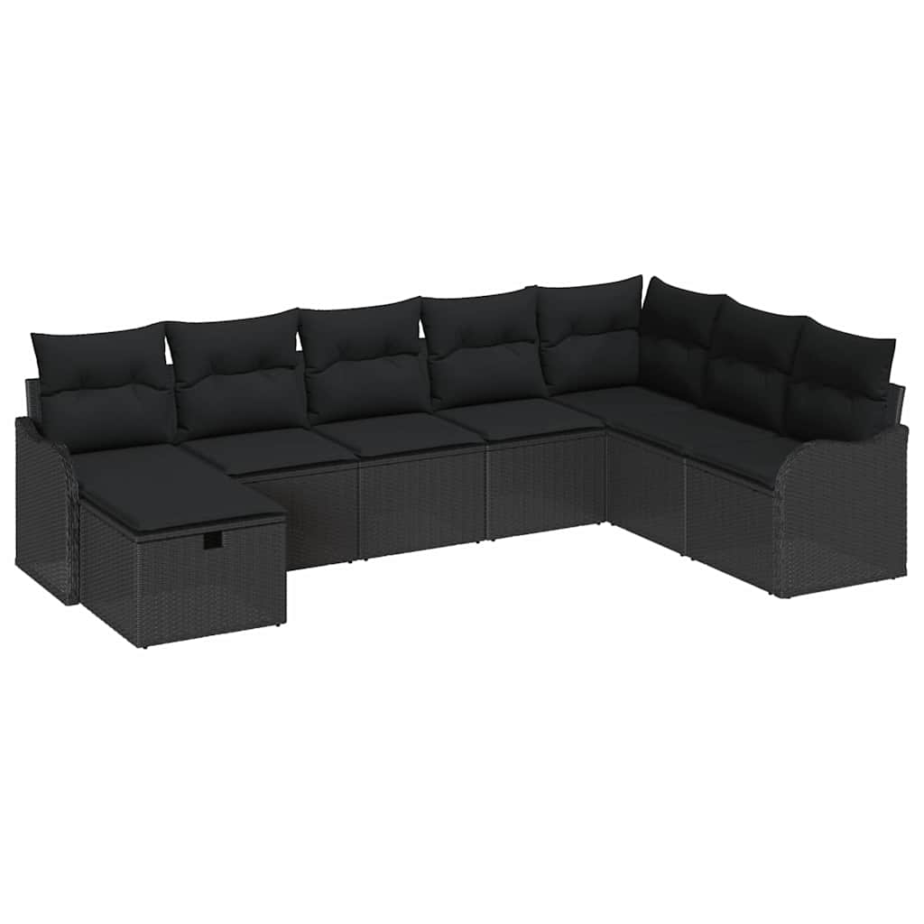 Conjunto de Sofá de Jardim 8 pcs Preto Rattan Sintético