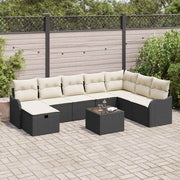 Conjunto de Sofá de Jardim 9 pcs Preto Rattan Sintético