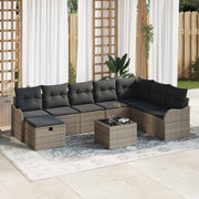 Conjunto de Sofá de Jardim 9 pcs Cinzeto Rattan Sintético