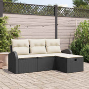Conjunto de Sofá de Jardim 4 pcs Preto Rattan Sintético