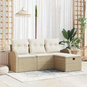 Conjunto de Sofá de Jardim 4 pcs Bege Rattan Sintético
