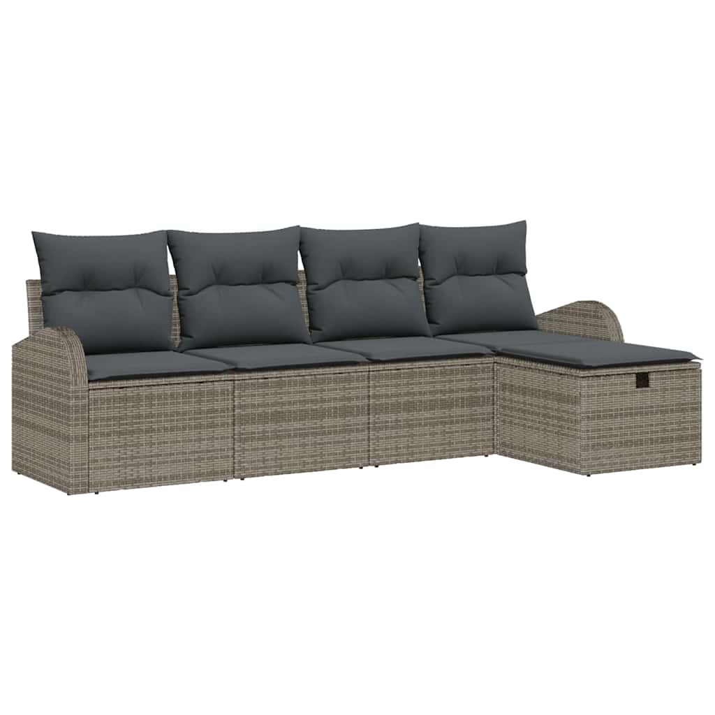 Conjunto de Sofá de Jardim 5 pcs Cinzeto Rattan Sintético