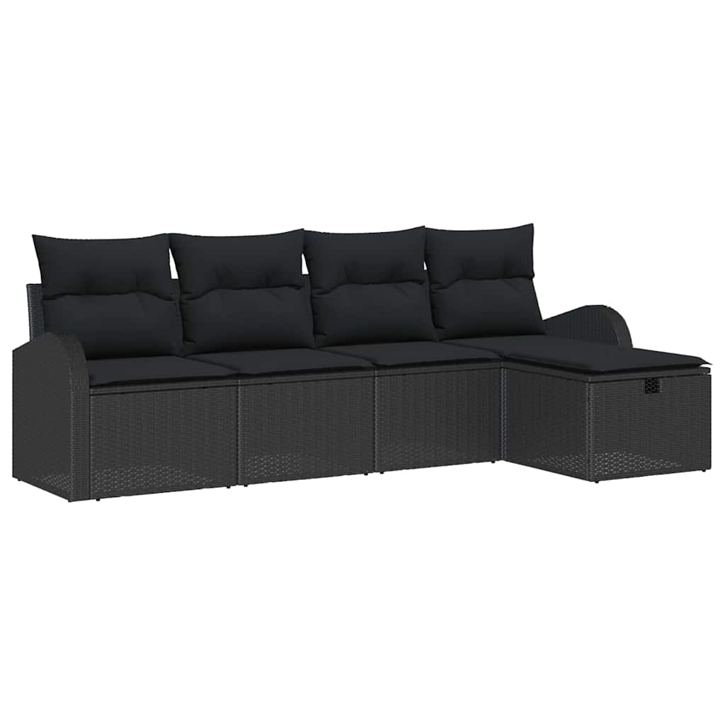 Conjunto de Sofá de Jardim 5 pcs Preto Rattan Sintético