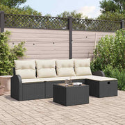 Conjunto de Sofá de Jardim 6 pcs Preto Rattan Sintético