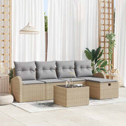 Conjunto de Sofá de Jardim 6 pcs Bege Rattan Sintético