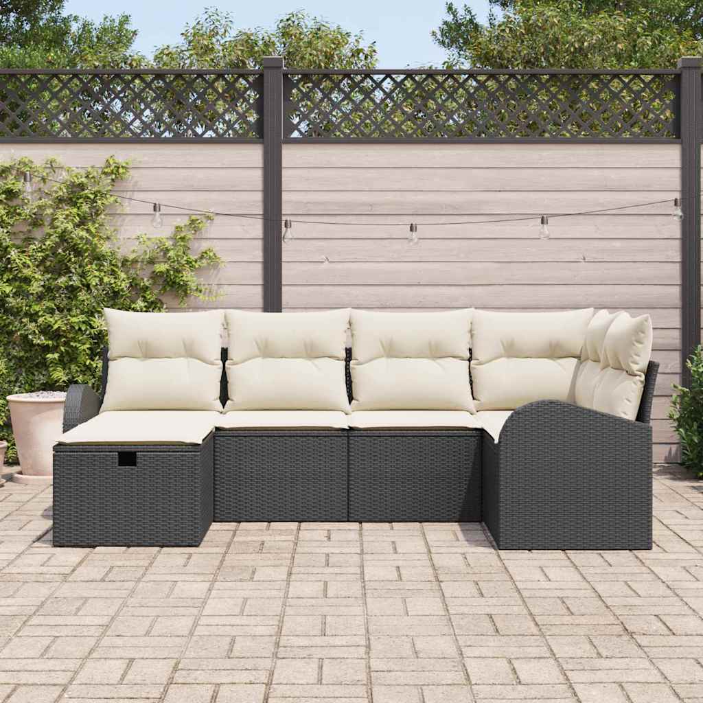 Conjunto de Sofá de Jardim 6 pcs Preto Rattan Sintético