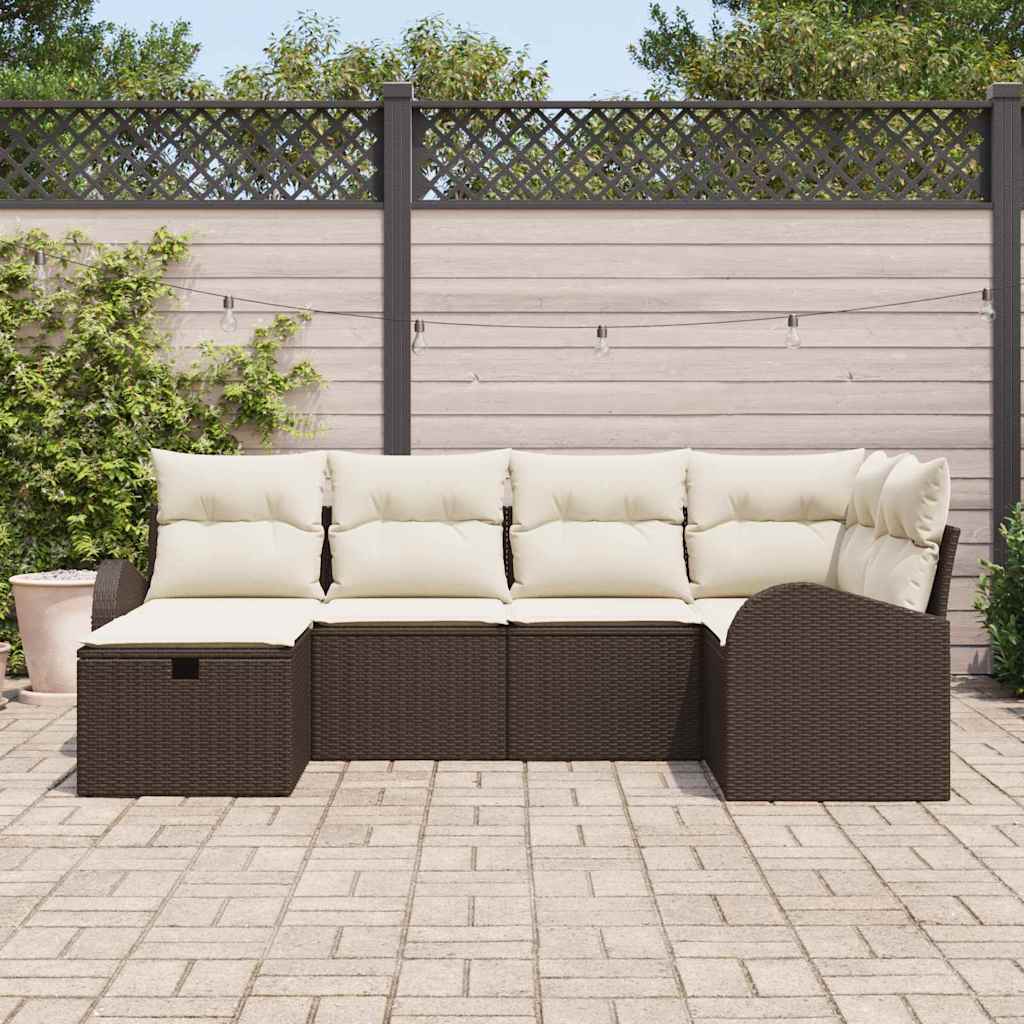 Conjunto de Sofá de Jardim 6 pcs Castanho Rattan Sintético