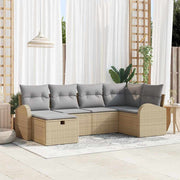Conjunto de Sofá de Jardim 6 pcs Bege Rattan Sintético