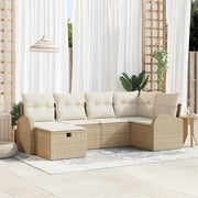 Conjunto de Sofá de Jardim 6 pcs Bege Rattan Sintético