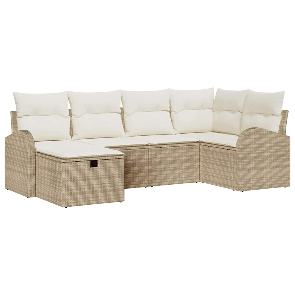 Conjunto de Sofá de Jardim 6 pcs Bege Rattan Sintético