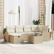 Conjunto de Sofá de Jardim 7 pcs Bege Rattan Sintético
