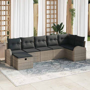 Conjunto de Sofá de Jardim 7 pcs Cinzeto Rattan Sintético