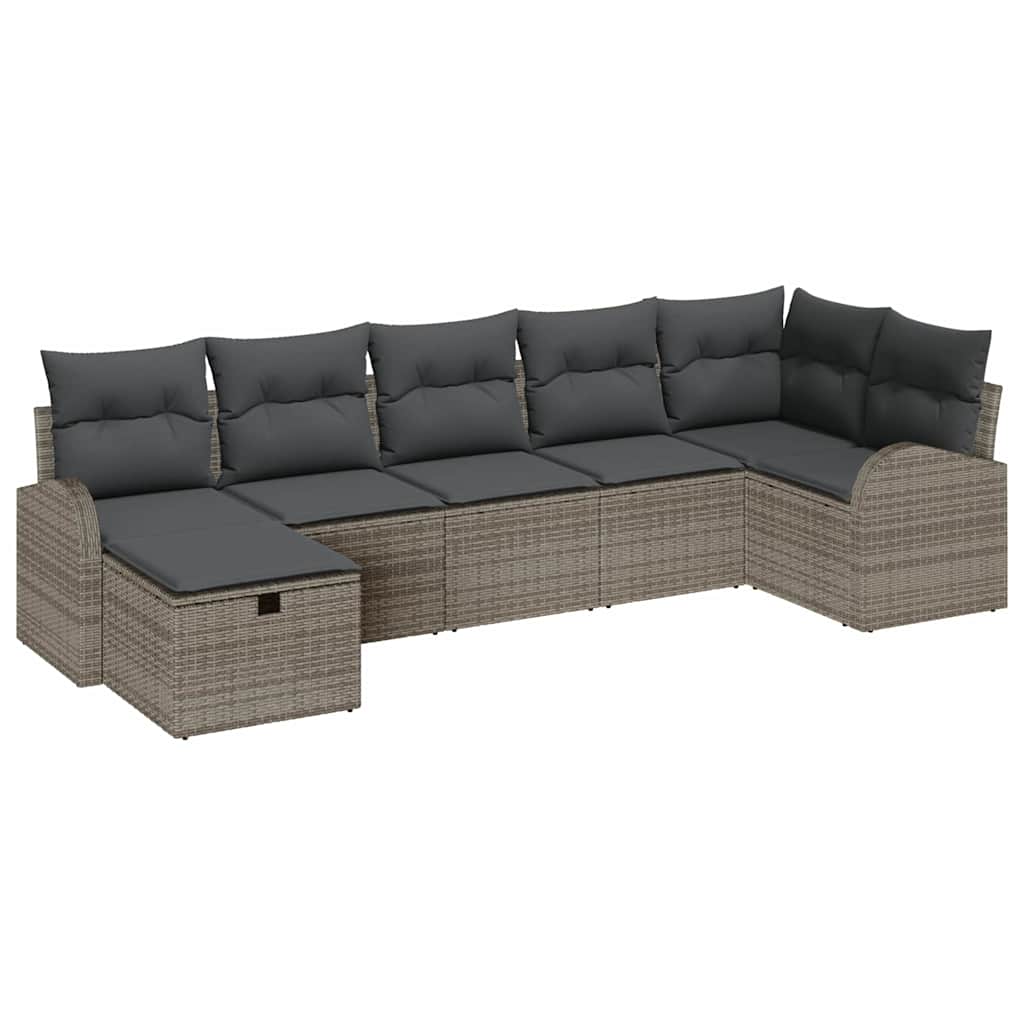 Conjunto de Sofá de Jardim 7 pcs Cinzeto Rattan Sintético