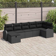 Conjunto de Sofá de Jardim 7 pcs Preto Rattan Sintético