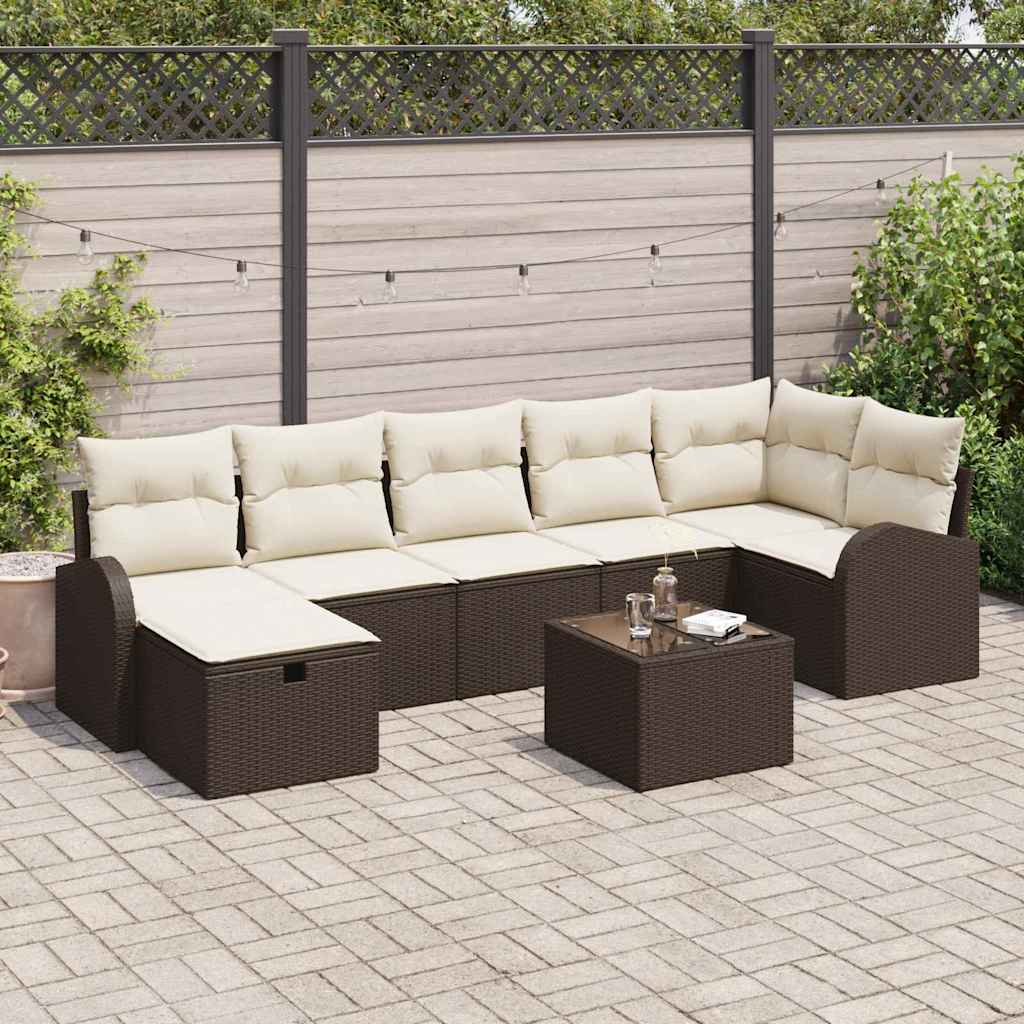 Conjunto de Sofá de Jardim 8 pcs Castanho Rattan Sintético
