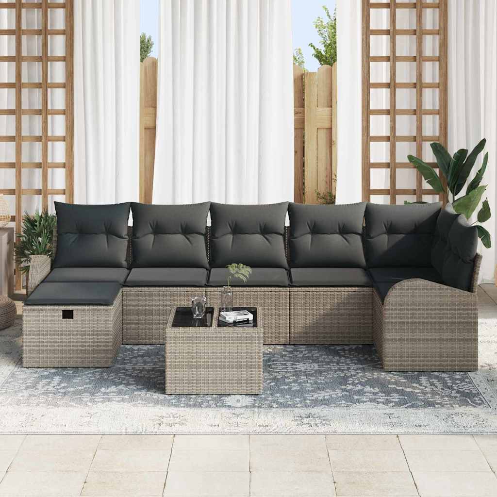Conjunto de Sofá de Jardim 8 pcs Cinzeto Rattan Sintético