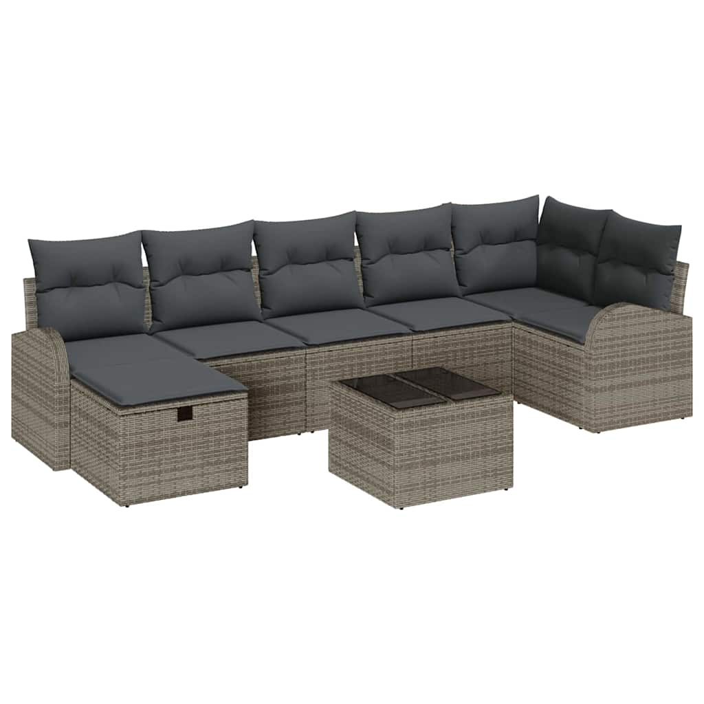 Conjunto de Sofá de Jardim 8 pcs Cinzeto Rattan Sintético