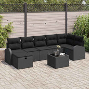 Conjunto de Sofá de Jardim 8 pcs Preto Rattan Sintético
