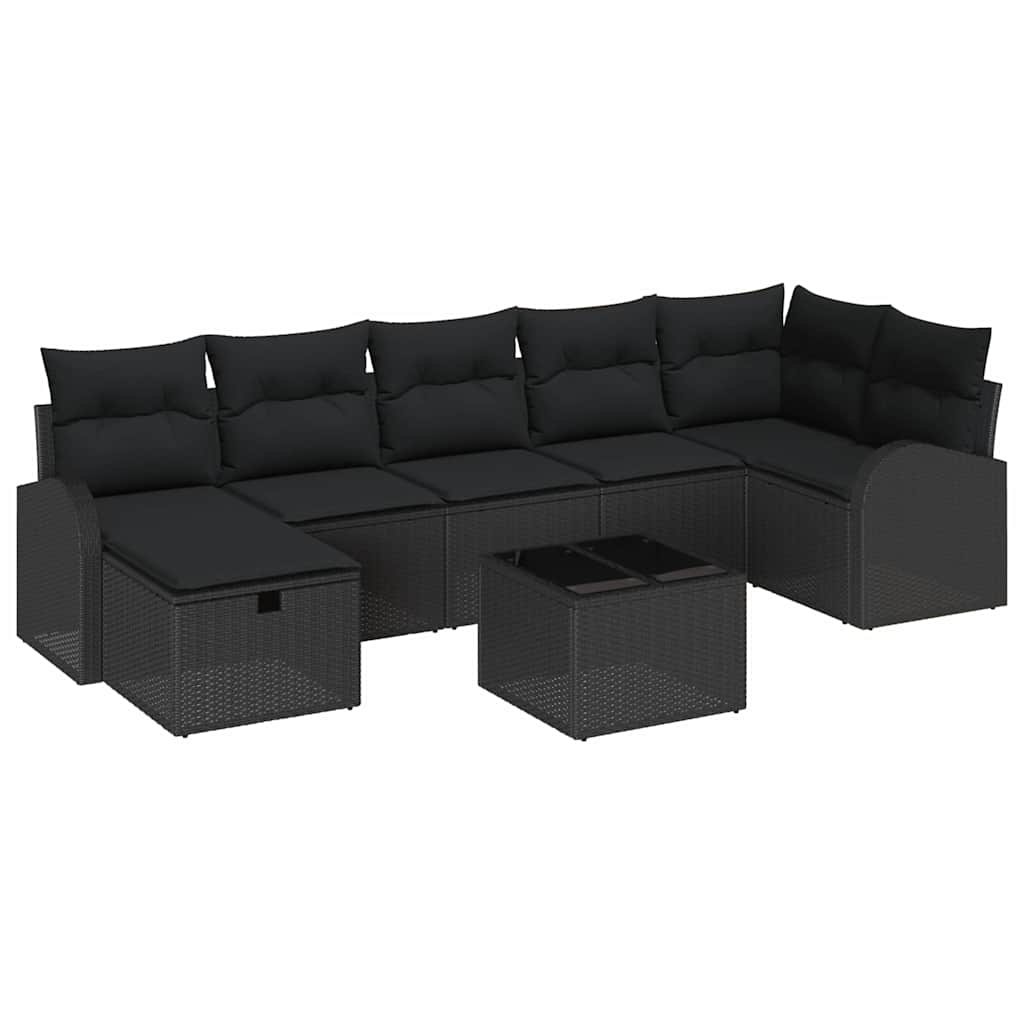 Conjunto de Sofá de Jardim 8 pcs Preto Rattan Sintético