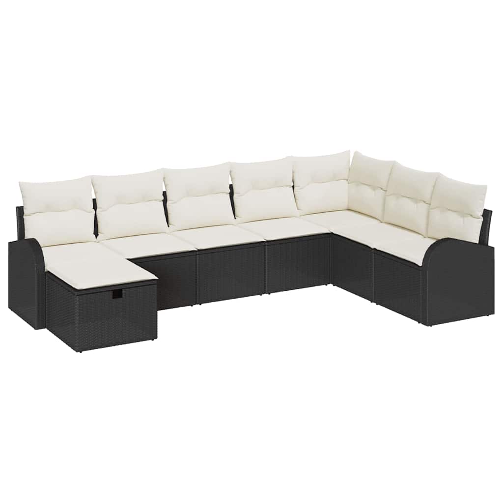 Conjunto de Sofá de Jardim 8 pcs Preto Rattan Sintético