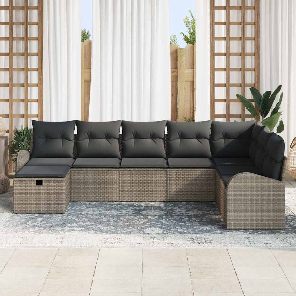 Conjunto de Sofá de Jardim 8 pcs Cinzeto Rattan Sintético