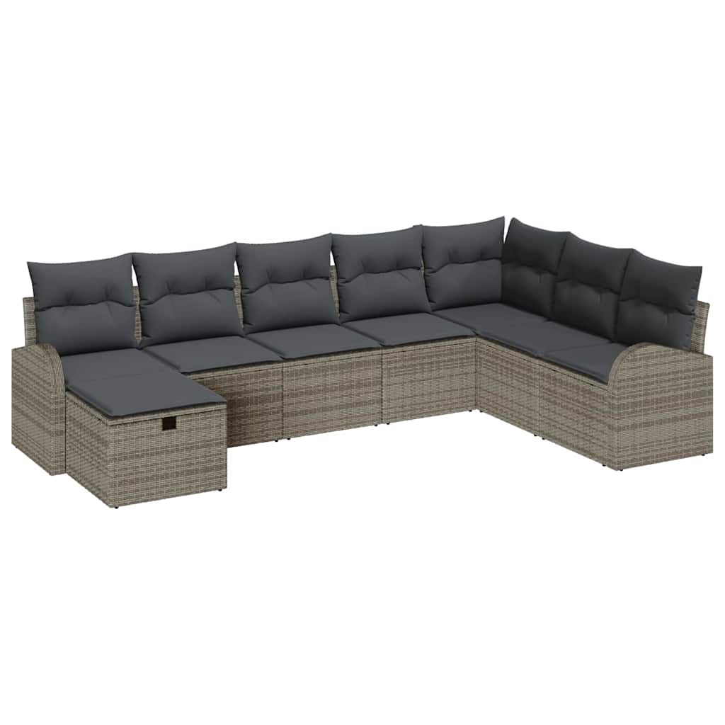 Conjunto de Sofá de Jardim 8 pcs Cinzeto Rattan Sintético