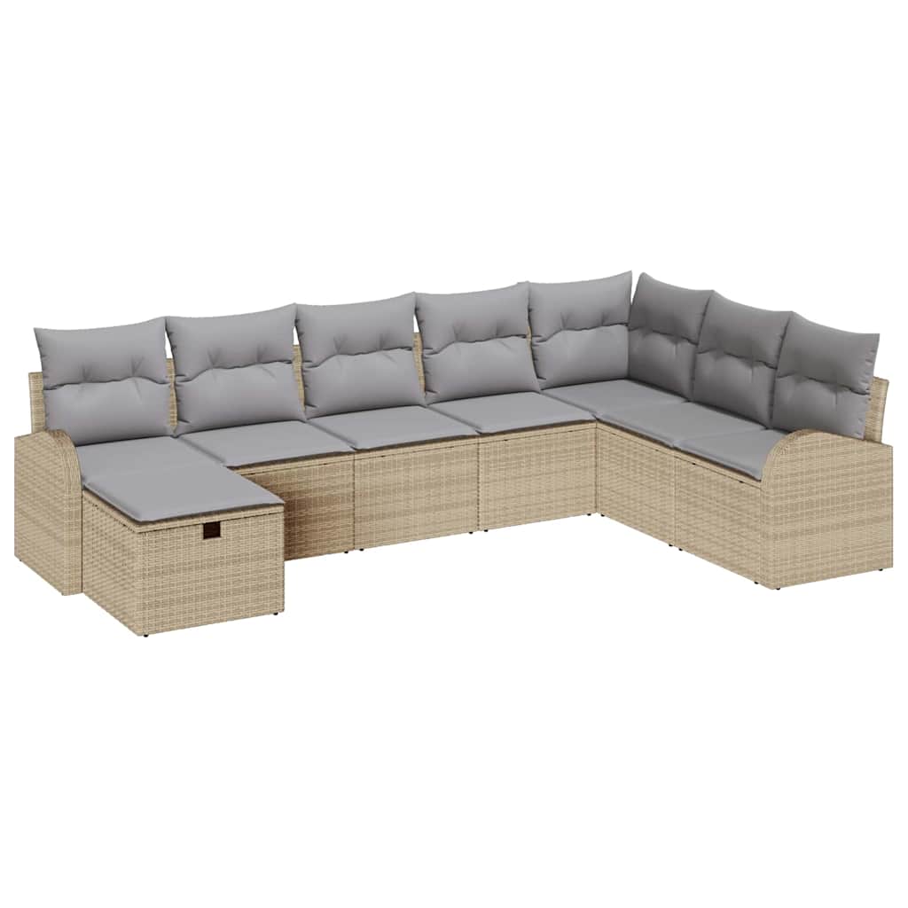 Conjunto de Sofá de Jardim 8 pcs Bege Rattan Sintético