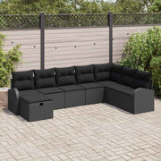 Conjunto de Sofá de Jardim 8 pcs Preto Rattan Sintético