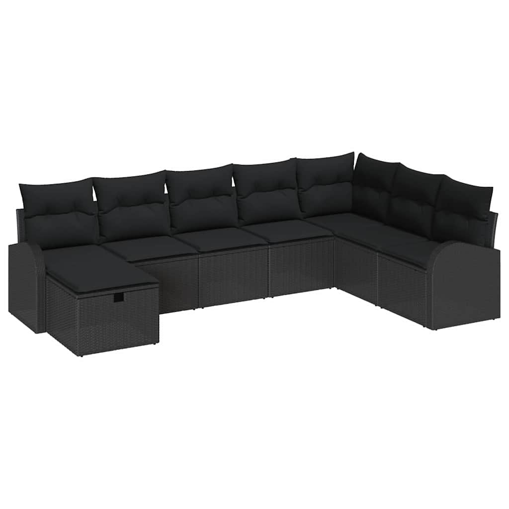 Conjunto de Sofá de Jardim 8 pcs Preto Rattan Sintético