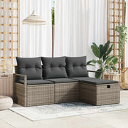 Conjunto de Sofá de Jardim 4 pcs Cinzeto Rattan Sintético