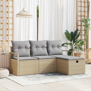 Conjunto de Sofá de Jardim 4 pcs Bege Rattan Sintético
