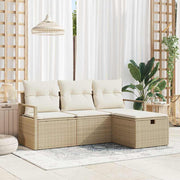 Conjunto de Sofá de Jardim 4 pcs Bege Rattan Sintético