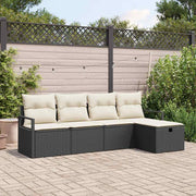 Conjunto de Sofá de Jardim 5 pcs Preto Rattan Sintético