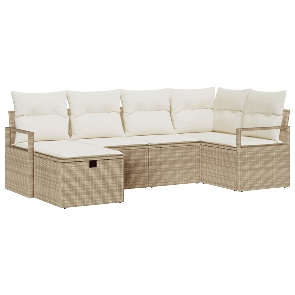 Conjunto de Sofá de Jardim 6 pcs Bege Rattan Sintético