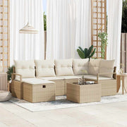 Conjunto de Sofá de Jardim 7 pcs Bege Rattan Sintético