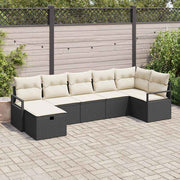 Conjunto de Sofá de Jardim 7 pcs Preto Rattan Sintético