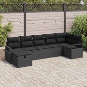 Conjunto de Sofá de Jardim 7 pcs Preto Rattan Sintético