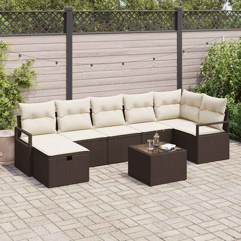 Conjunto de Sofá de Jardim 8 pcs Castanho Rattan Sintético