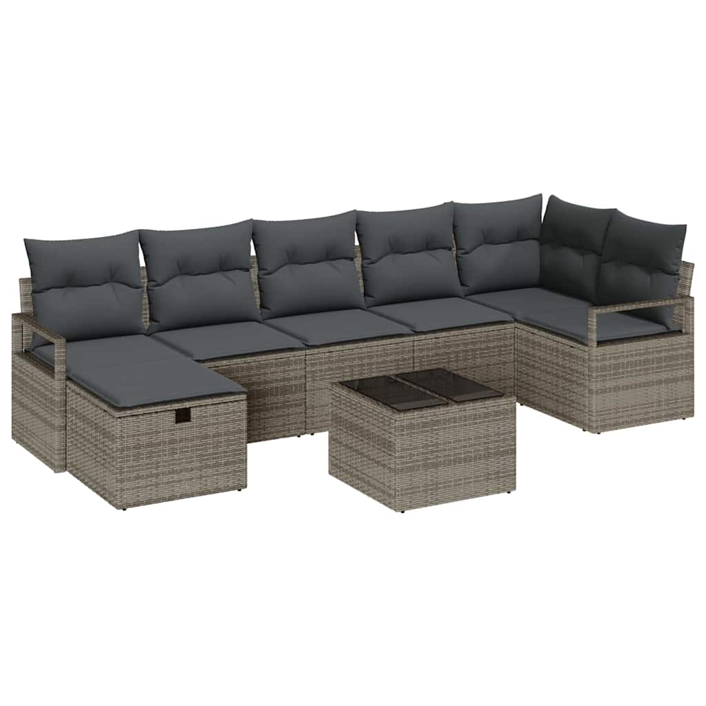 Conjunto de Sofá de Jardim 8 pcs Cinzeto Rattan Sintético
