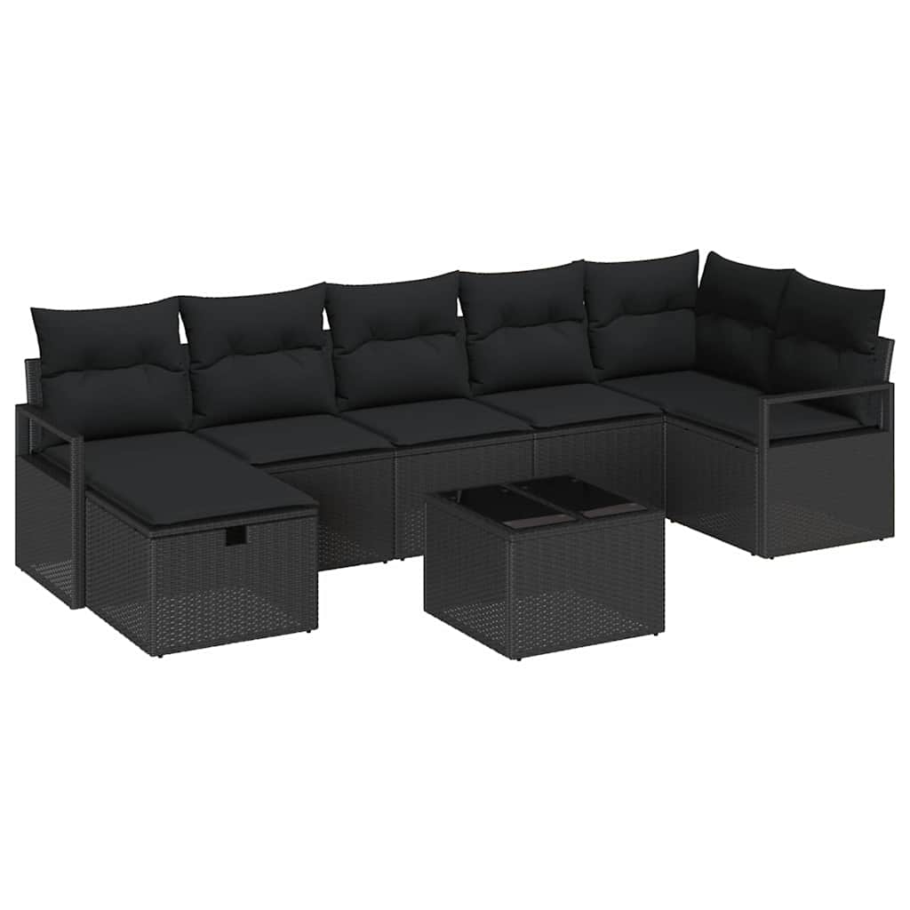 Conjunto de Sofá de Jardim 8 pcs Preto Rattan Sintético