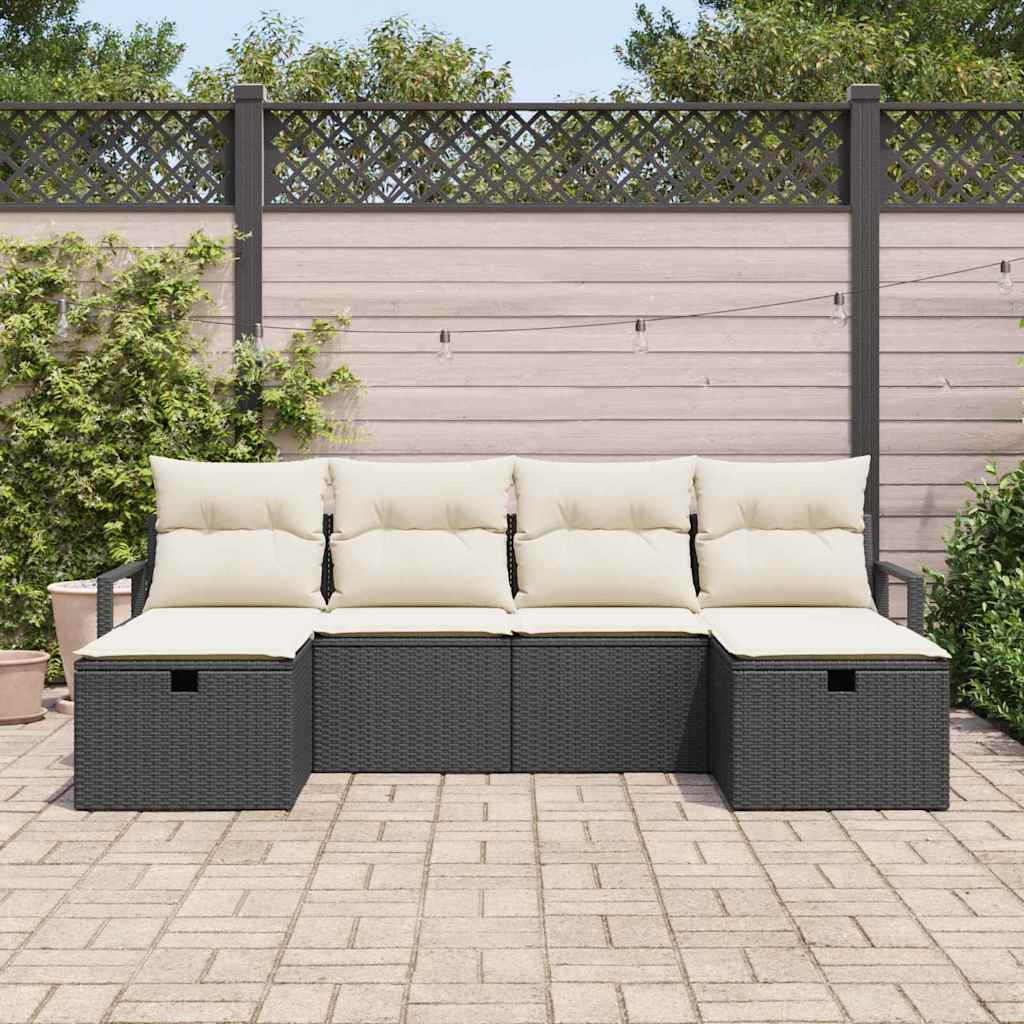 Conjunto de Sofá de Jardim 6 pcs Preto Rattan Sintético