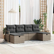 Conjunto de Sofá de Jardim 6 pcs Cinzeto Rattan Sintético