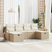 Conjunto de Sofá de Jardim 6 pcs Bege Rattan Sintético