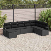 Conjunto de Sofá de Jardim 8 pcs Preto Rattan Sintético