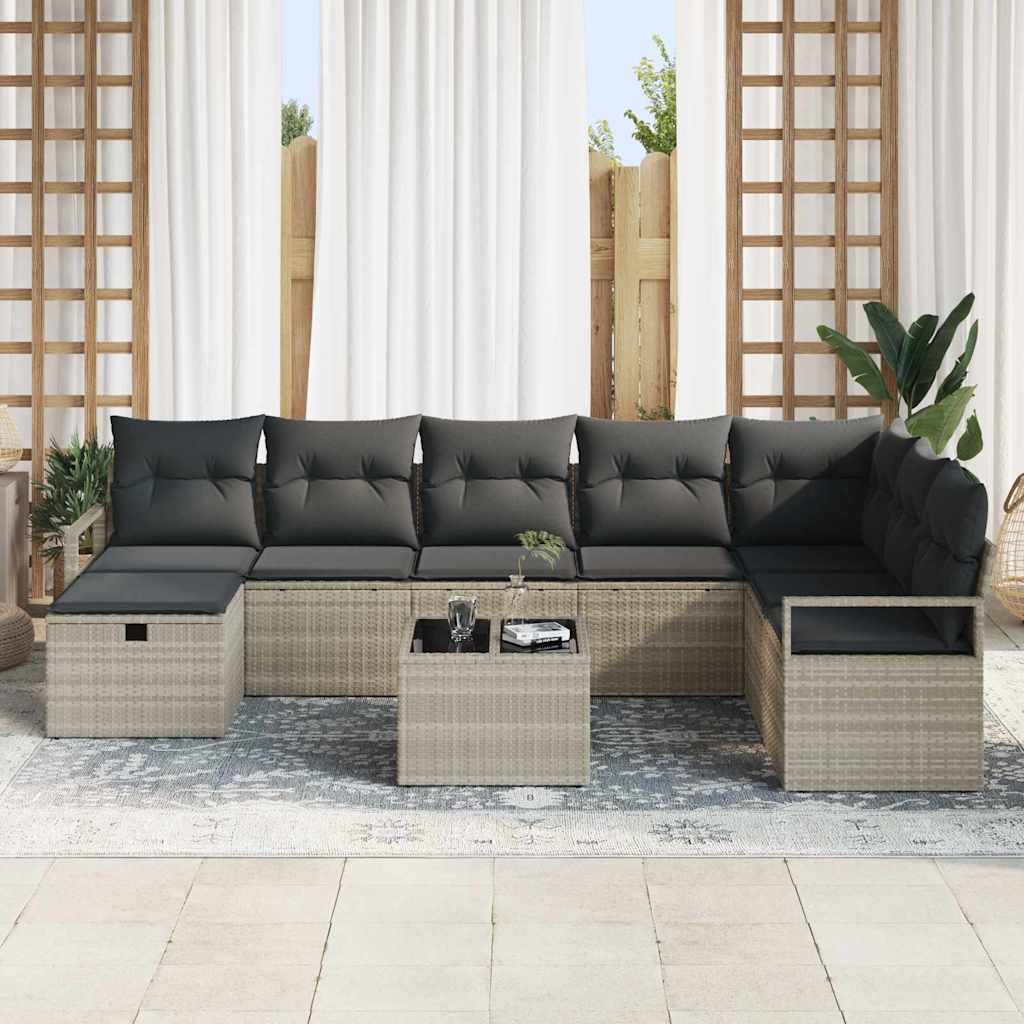 Conjunto de Sofá de Jardim 9 pcs Cinzento-claro