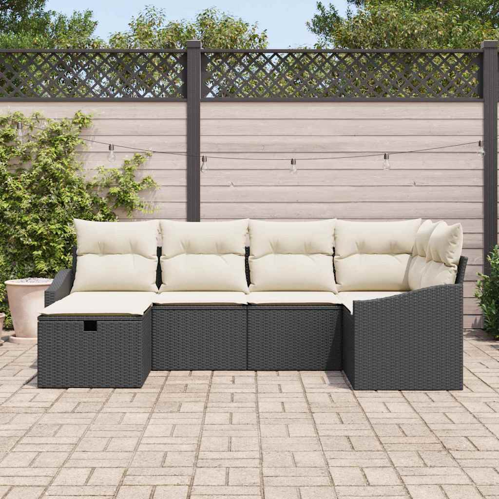 Conjunto de Sofá de Jardim 6 pcs Preto 55 x 62 x 69 cm